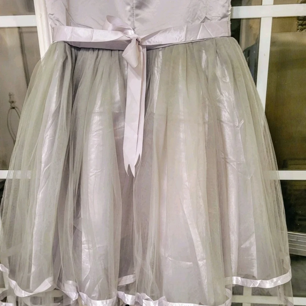 New Girls Size 10 Dress Embroidery‎ Gray & Silver Wedding Party Any Occasion